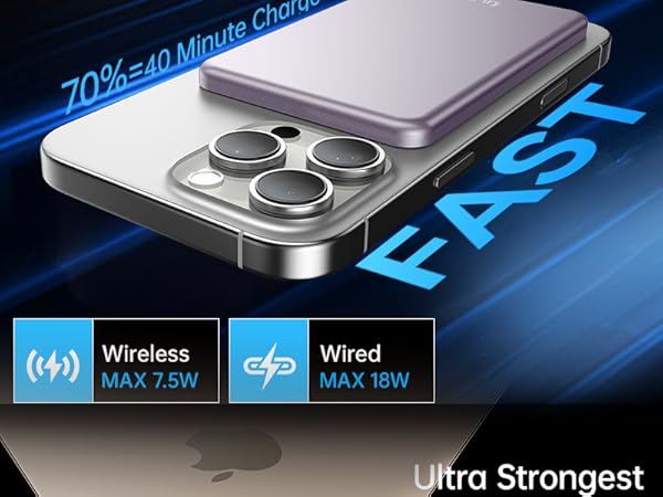  portable iphone charger fast charging magnetic phone charger battery pack portable