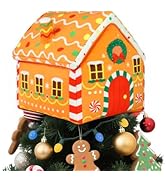 Eyourlife Gingerbread House Tree Topper, 7inch Yellow Velvet Christmas House Gingerbread Snowflak...