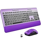 KOPJIPPOM Silent Wireless Keyboard and Mouse Combo - Keyboard with Large Print Cover, 2.4GHz Full...