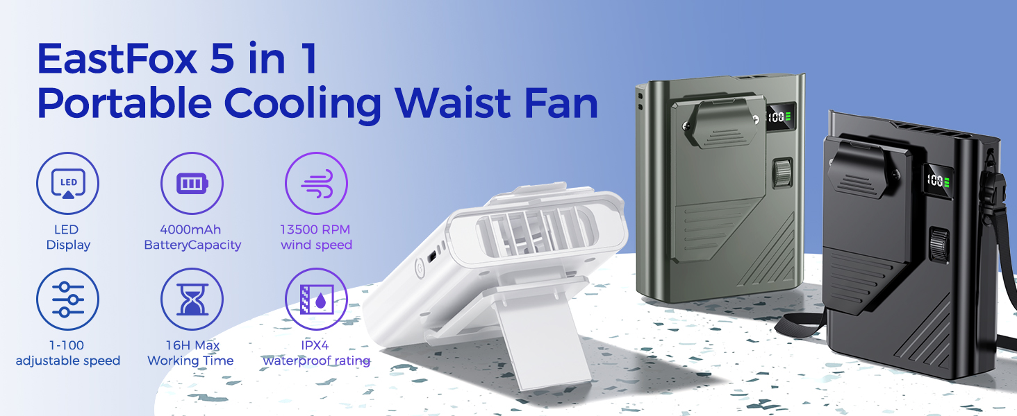 EastFox 5 in 1 Portable Cooling Waist Fan