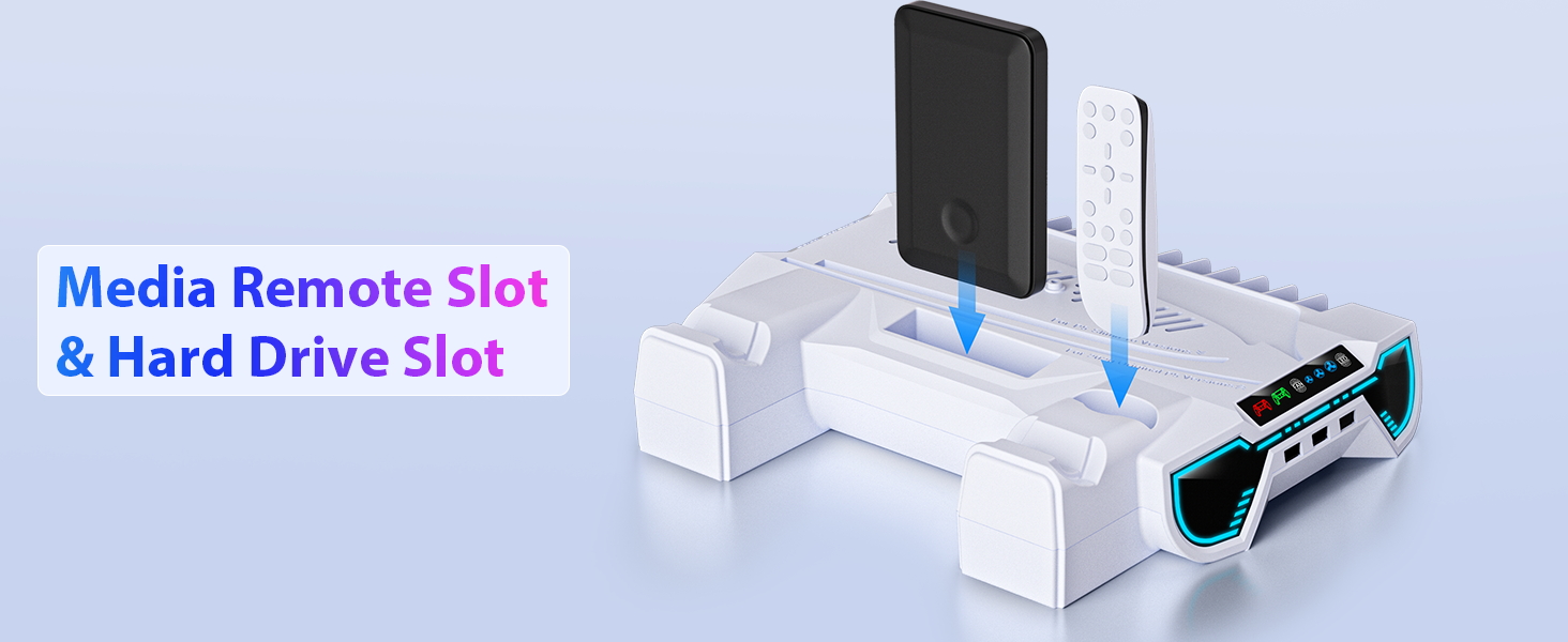 ps5 slim console cooling stand with controller charging station