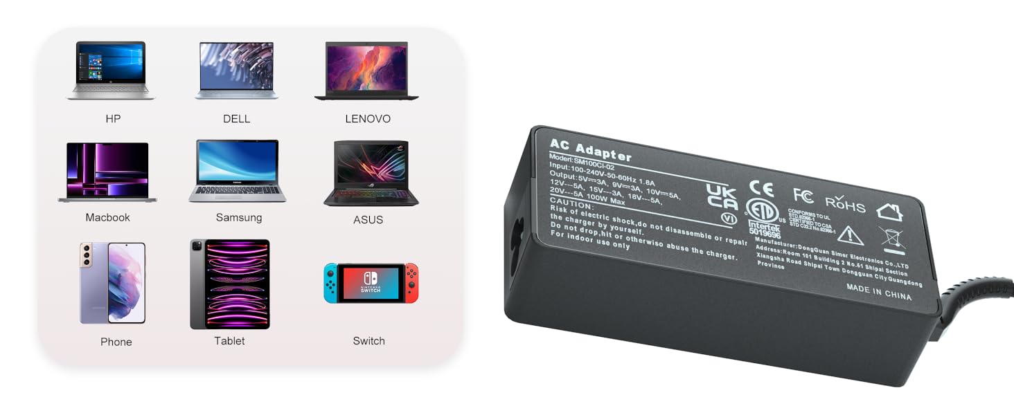 100W USB-C Power Adapter Fast Charger