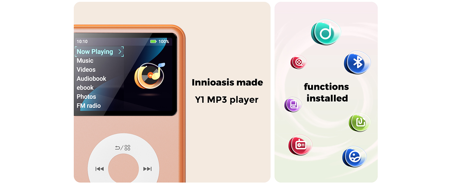 mp3 player with bluetooth music portable audio book video FM