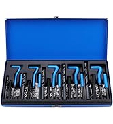 SAE Thread Repair Helicoil Kit - 131PC with HSS Drill Bits, Inserts, Taps, and Breakoff Tools for...