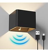 GCDFGV Battery Operated Wall Sconce, USB Rechargeable Wireless Wall Light with Motion Sensor, Up ...