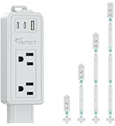 NUTICT Electrical Outlet Extender Stick, 2 AC Outlets &amp; 2 USB-C &amp; 1 USB-A Port, Free Assembly &amp; F...