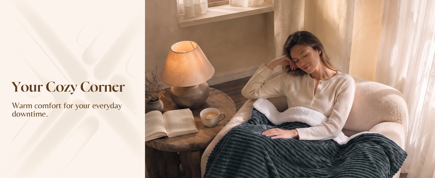 Heated throw for cozy couch comfort, electric blanket for sofa, warm sherpa for everyday use