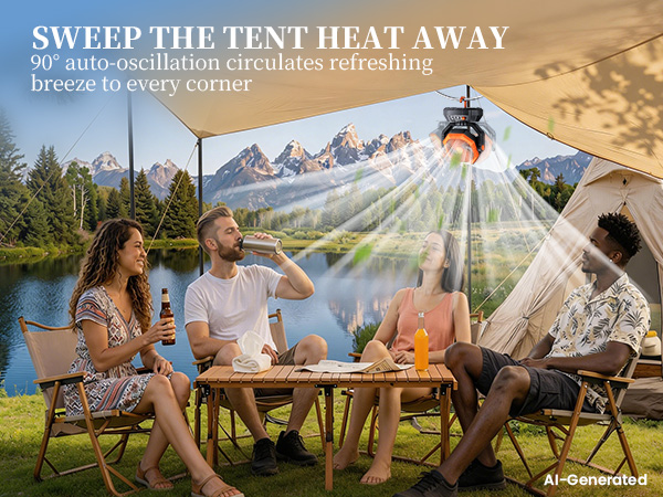 Cool air for everyone. No more fighting over this oscillating rechargeable camping fan