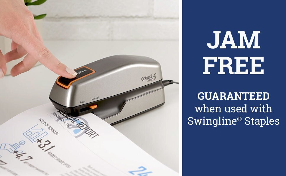 Jam Free Guaranteed when used with Swingline Staples