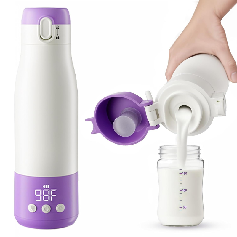 Portable Bottle Warmer for Travel, 3 Min Quick Heating with 12Oz Capacity, SUS 316 Steel, Timer, 9000Mah Battery, Travel Bottle Warmer on the Go for Breastmilk or Formula