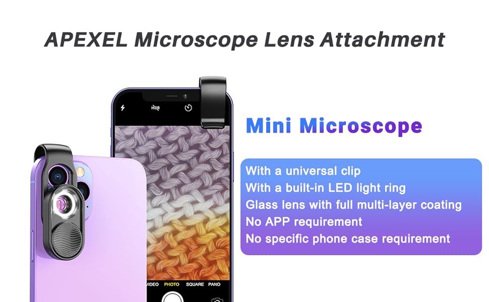 APEXEL mini microscope lens attachment