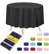 Hereisa Brand Round Black Plastic 84" Disposable Tablecloth (3 Pack), Party &amp; Event Decorative Cover