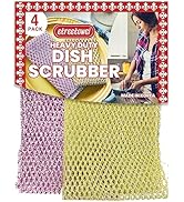 Heavy Duty Dish Scrubber (4PCs) Non Scratch Scourer Cloth Pads and Pot Scrubbers Netted Wash - Re...