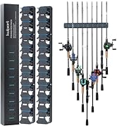 KULPORT Fishing Rod Rack Holders Wall-Mounted Fishing Pole Holder &amp; Rack, Fishing Pole Holders fo...
