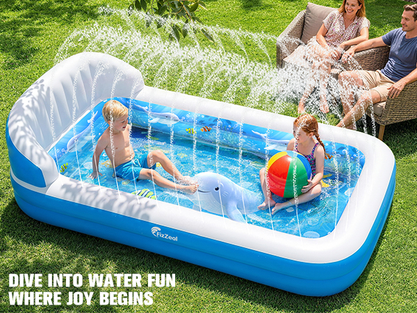 inflatable pool with sprinkler