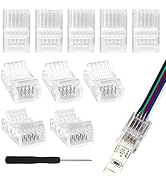 RGBZONE 10Pcs 5 Pin RGBW Connectors Solderless Strip to Wire RGBW LED Light Strip Adapter Connect...