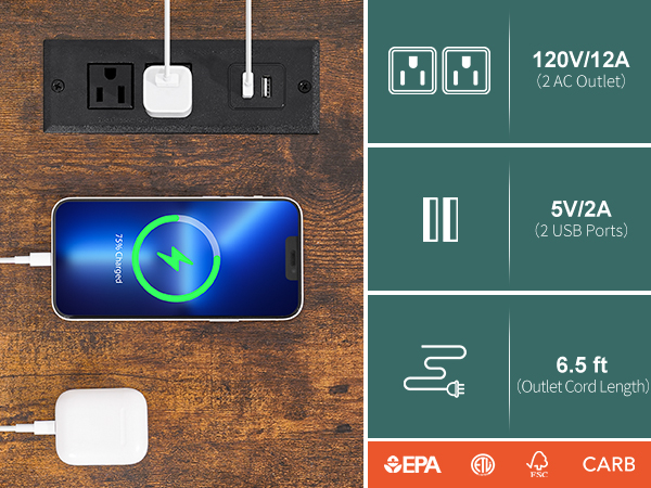 end table with charging station
