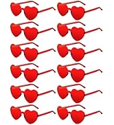 AGGKKY 12 Pairs Heart Shaped Sunglasses for Women Girl Colorful Rainbow Sunglasses Rimless Fun Tr...