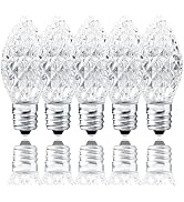 wominoy 25 Pack C7 LED Replacement Bulbs- Cool White LED Bulbs Dimmable for Christmas Outdoor Ind...