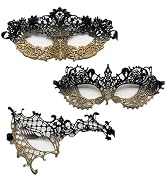 TFTSR Masquerade Masks for Women Couples,Men Mardi Gras Mask,Girls Black Gold Lace Costume,Adults...