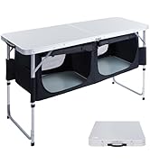 EVER ADVANCED Camping Table with Storage