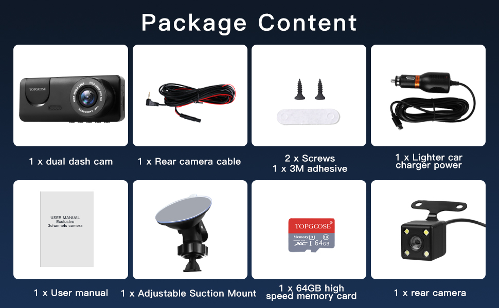 auto camera dash cam front and rear -20