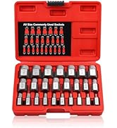 25Pcs Screw Bolt Nuts Extractor Set, Hex Head Multi-Spline Remover Bolt Extractor Set, Rounded Bo...