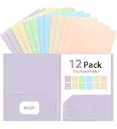 Plastic Folders with Pockets, 12 Pack Document Folders with Business Card Slot, 2 Pocket Folders ...