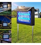 Upgraded Solar Bug Zapper Outdoor with Dual Panels, 4500V Cordless Rechargeable Fly Insect Killer...