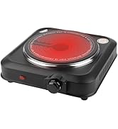 TeqHome Countertop Infrared Single Burner, 1200W Electric Hot Plate with 7.5