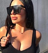 Square Oversized Sunglasses for Women Men Fashion Flat Top Big Black Frame Shades Dollger