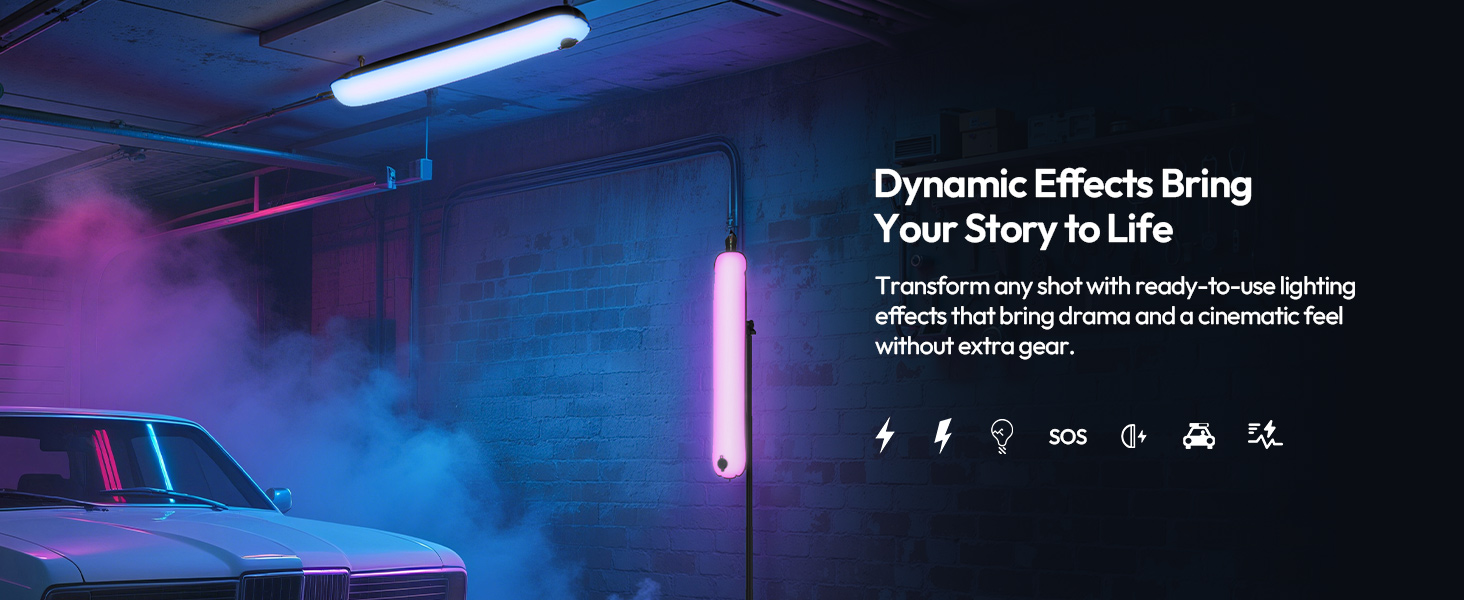 ready-to-use lighting effects that bring drama and a cinematic feel without extra gear.