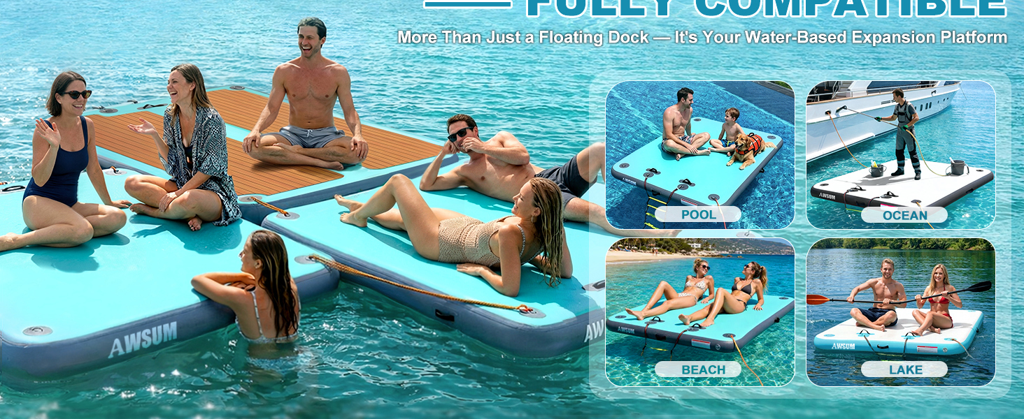 Inflatable Floating Dock for Lake Beach Ocean