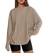 Trendy Queen Womens Oversized Long Sleeve T Shirts Basic Crewneck Tee Fall Tops Casual Workout Fa...