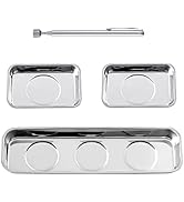 Rechabite 3 Pieces Magnetic Trays with 5LBs Telescoping Magnetic Pick-up Tool Set, 8.9" and 2 Pie...