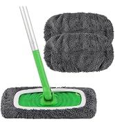 HOMEXCEL Reusable Microfiber Mop Pads Compatible With Swiffer Sweeper - 2 Pack Washable Wet Refil...