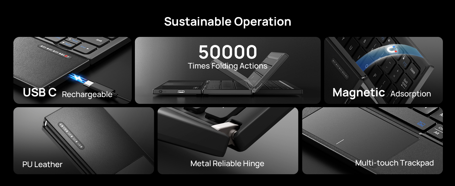 SODI Tri-Fold Bluetooth Keyboard with Touchpad