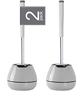 BOOMJOY Toilet Brush and Holder 2 Packs, Silicone Toilet Bowl Brush with Tweezers for Bathroom, R...