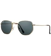 Pro Acme Small Square Sunglasses for Women Men 100% Real Glass Lens Hexagonal Frame