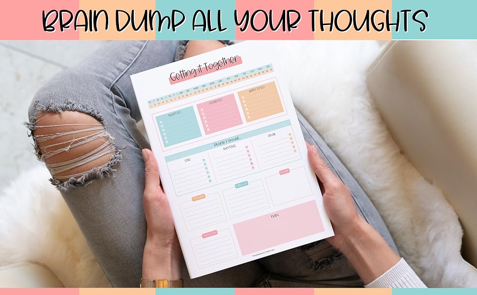 Brain Dump Notepad, To Do List Desk Pad, Productivity Planner, ADHD Daily Planner