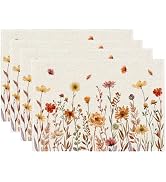 RABUSOFA Floral Fall Placemats Set of 4 for Table Runner, Flower Autumn Thanksgiving Kitchen Dini...