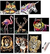 EGOSKY Scratch Painting, Scratch Art Rainbow Paper A4 for Adults and Kids, DIY Art Craft Night Vi...