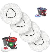 TidyBliss Spin Mop Head Replacement Compatible with Triangle Swivel Mops, 4 Pack Microfiber Mop R...