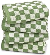 Jacquotha Green Hand Towels for Bathroom Set of 4 - Cute Checkered Hand Towel for Kitchen Home De...
