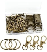 60 Pcs Premium Bronze Swivel Clasps Lanyard Snap Hooks with Key Rings, Key Chain Clip Hooks Lobst...