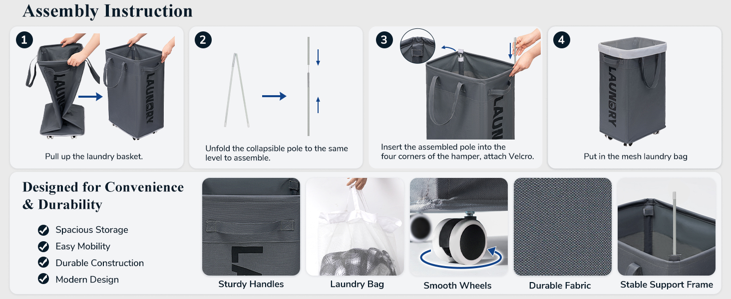 Goodpick Laundry Basket with Wheels