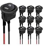 TWTADE 10PCS Round-Square Rocker Switch ON/Off Latching Toggle Switch SPST 2Pin with Pre-Wired 6A...
