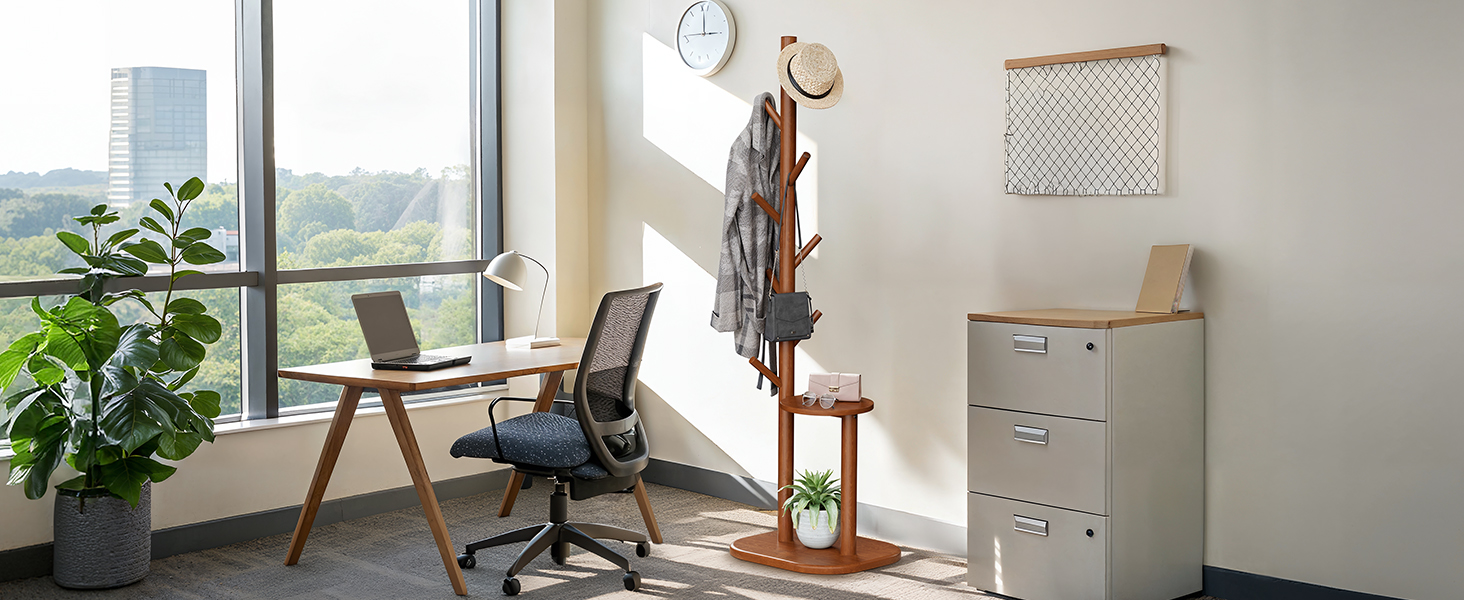 coat rack tree freestanding hat rack hall tree with shelf entryway hallway bedroom PIFCR11BR