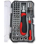 Apollo Tools Versatile 55-Piece Metric Tool Set with Ratcheting Bit Driver, Precision Bit Driver,...
