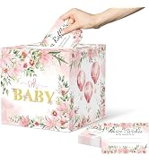 CINSOEN Baby Shower Games, Floral Diaper Raffle Box, 50 PCS Diaper Raffle Tickets Card Box with A...